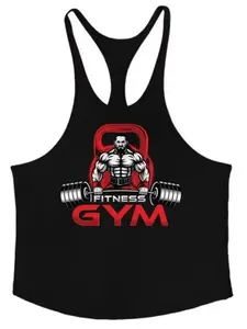 Men's Y-Strap Backless Vest, Gym Workout Graphic Tank Top, Sleeveless Fitness Training Shirt, Loose-Fitting Muscle Tee, Gym Athletic Clothes, Sleeveless Workout Tops