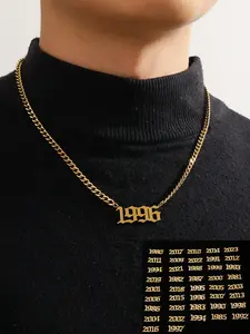 Men's Street Style Streetwear Inspired Stainless Steel Chain Number Decor Necklace, 1 Count Casual Trendy Pendant Necklace, Fashionable Jewelry for Daily & Party Decoration, Cuban Link Necklace
