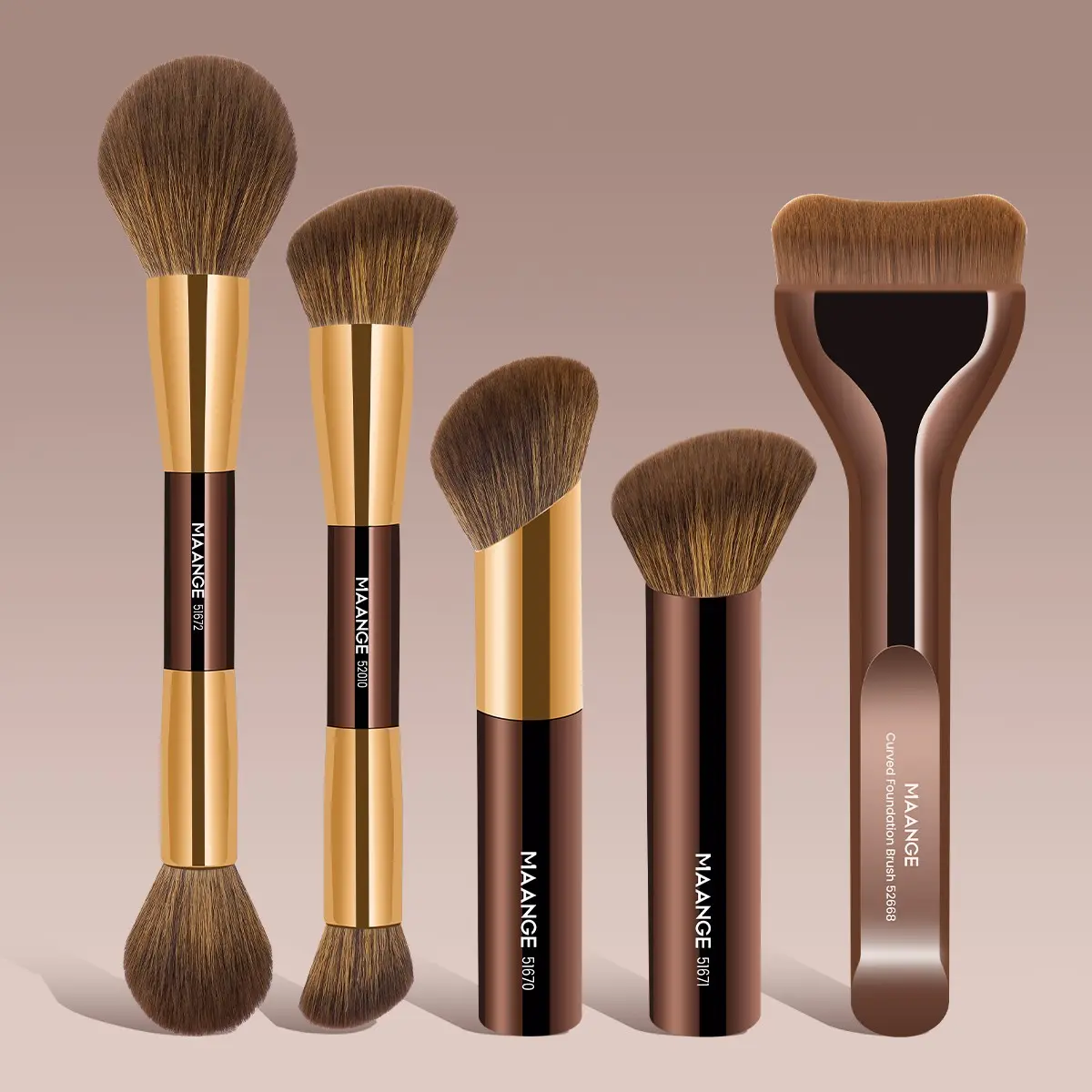 MAANGE 5pcs Professional Blending Cosmetic Brushes Makeup Brush Set, Brush Kit Includes foundation brush, blush brush, powder brush, contour brush, highlighter brush, and contouring brush Makeup tools Gift for Women & Girl Travel Makeup Brush Set