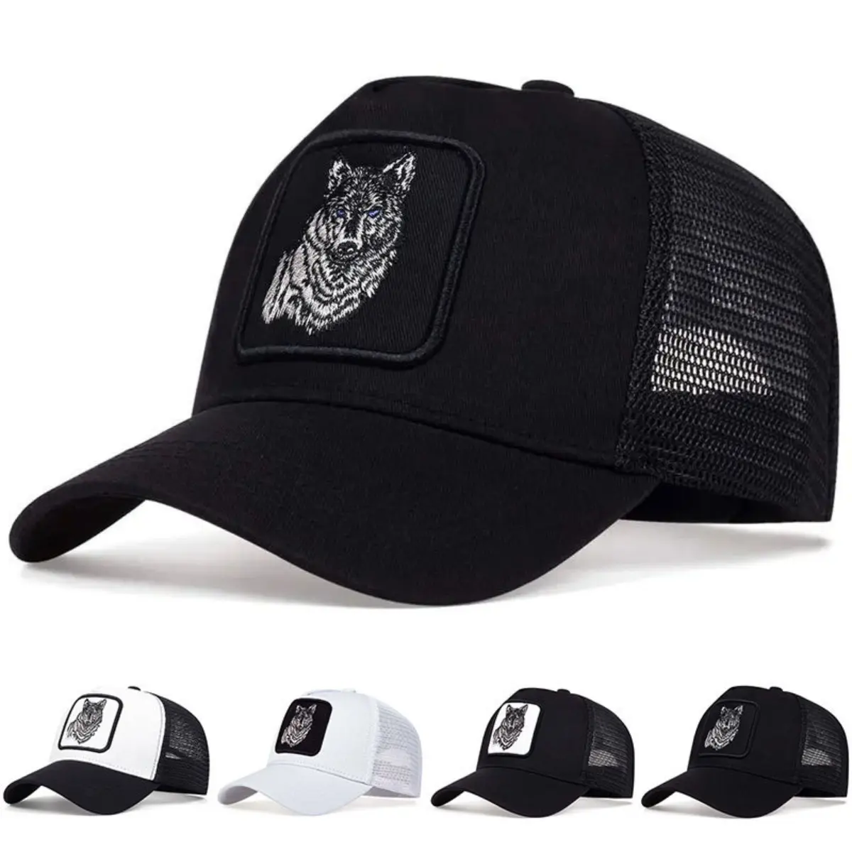 Goorin Bros Wolf‑Head Patch Mesh‑Back Trucker Cap Adjustable Street‑wear Baseball Hat