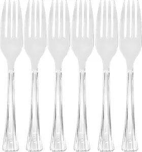 48-Count Premium Plastic Forks, Clear Combo Cutlery Disposable Tableware Traditional