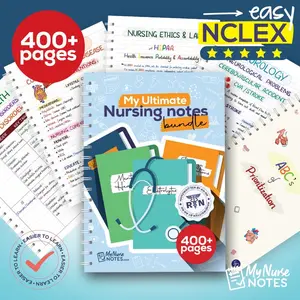 Nursing Notes Bundle 400+ Pages – Spiral Bound Nursing Study Guide, Handwritten Med Surg & Pharmacology Notes, NCLEX Prep Workbook