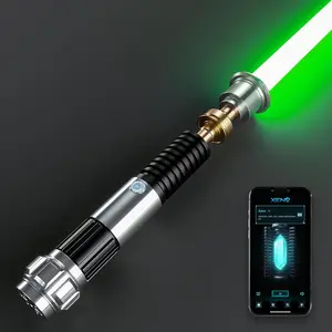 Obi-Wan Lightsaber with 34 Sound Effects RGB Lighting Modes Metal Hilt Rechargeable for Role-Playing Family Entertainment Orange Duel Cosplay Sword Epic Toys Medieval Collectible 92cm PC Blade High Impact