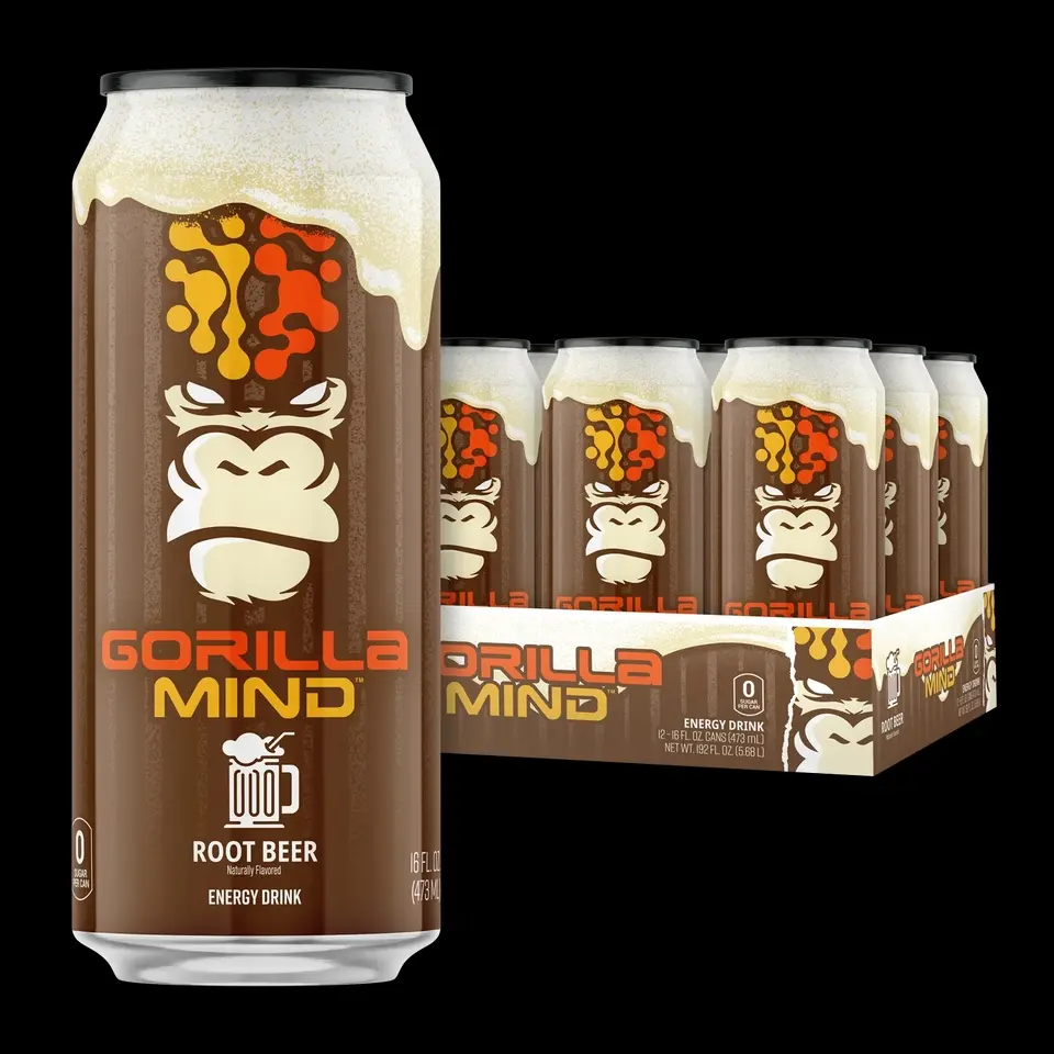 Gorilla Mind Energy Drink 12pk Sugar-Free with 200mg Caffeine