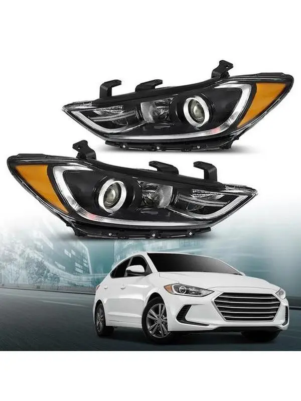 G-PLUS LED Projector Headlight Assembly Kit for 2017-2018 Hyundai Elantra, Bolt-On Fit, Direct Install, Left+Right Sides, Car Lighting Upgrade, Upgraded Headlight Lighting Assemblies & Components, Led Headlight Kit