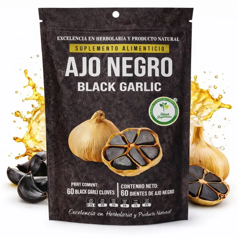 Ajo Negro (Black Garlic) - 60 Whole Cloves - 100% Natural Superfood Dietary Supplement - High in Antioxidants & S-Allylcysteine - Ready to Eat or for Recipes - Vegan, Non-GMO - Authentic by High Supreme