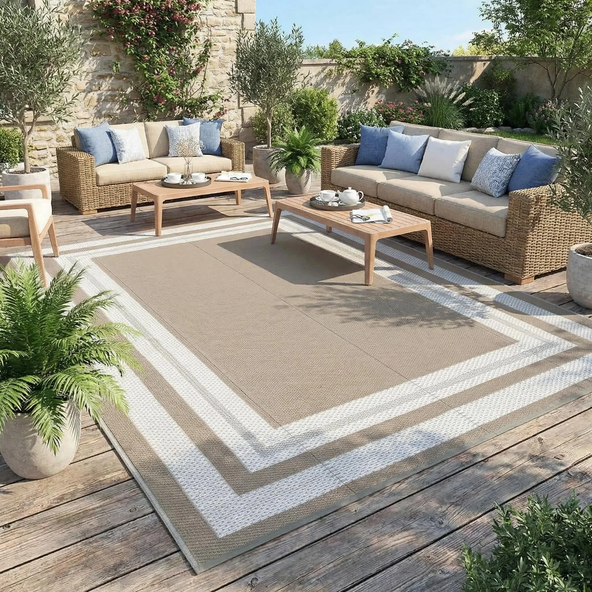 Outdoor Rug  Outdoor Patio Rug Reversible Plastic Straw Rugs Waterproof Foldable Mat Easy Clean Lightweight Carpet for Backyard Camping Porch RV Beach Balcony Deck Picnic Panel Grey Brown