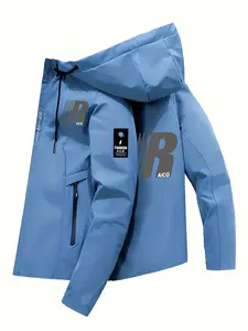 Teen Boys Jacket - Full Zip Hooded Outerwear, Front Zip Closure, High-Quality Polyester Fabric, School Casual Wear, Coat