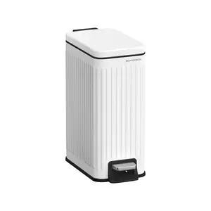 【Deals For You】SONGMICS Bathroom Trash Can, 1.6-Gallon (6 L) Trash Bin with Lid, Slim for Small Spaces, Stainless Steel Garbage Can, Soft Close