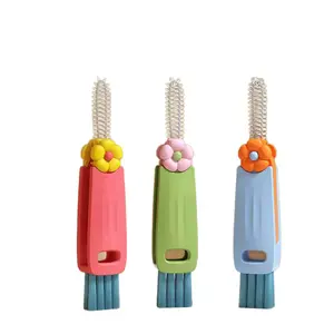 Multi-Functional Gap Cleaner Petal-Shaped for Deep Scrubbing 3-in-1 Brush Ideal for Baby Bottles Cup Lids & Rims Easy to Use Essential Cleaning Tool