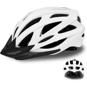 Unisex Adult Road Cycling Helmet for Men-Women - Polycarbonate, EPS Foam, 265g Lightweight, Adjustable, Vented, Removable Visor, Reflective White, 22-24.5 in Head Fit