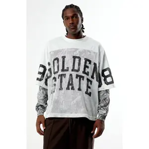 Pacsun Men's Golden State Mesh Jersey 2fer Long Sleeve T-Shirt