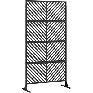 72" H×40" W Freestanding Outdoor Privacy Screen, Metal Privacy Screen,Decorative Outdoor Panel for Deck, Porch, Patio and Balcony, Black