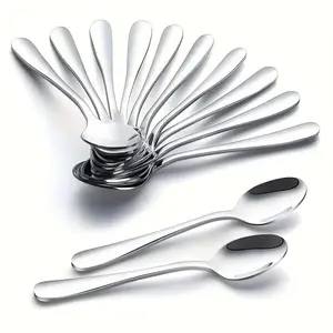 Stainless Steel Dessert Spoon, 12/24pcs Mini Coffee Spoon, Spoons Set, Durable and Easy to Use at Home and Restaurants, Kitchen Utensils