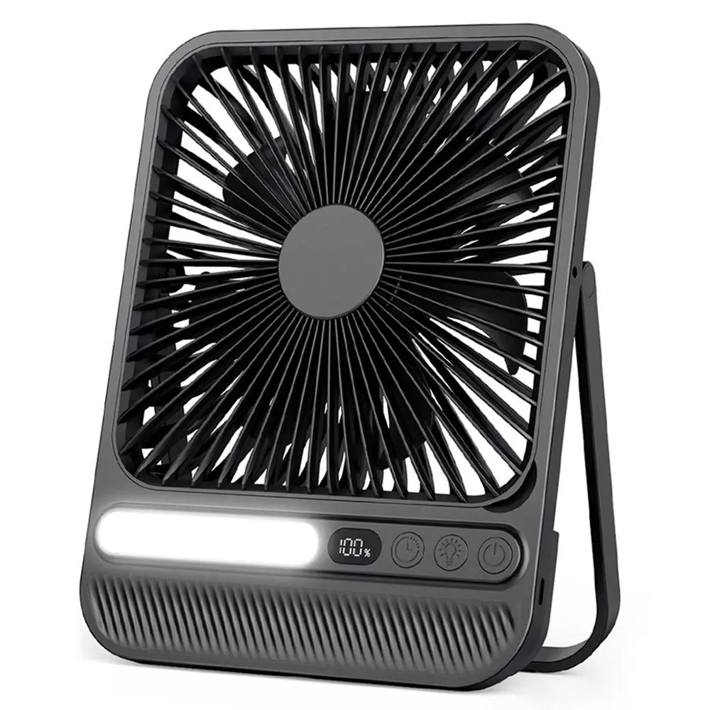 Super Desktop Fan for Office,Camping and Bedroom,28H Long Lasting Desk Fan with LED Light, 9“ Portable Desk Fan