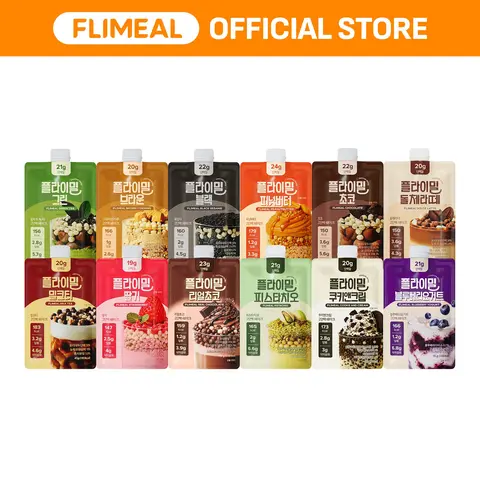 FLIMEAL Crunchy Protein Shake Powder, 20-23g Protein, Low Sugar, Low Calorie Meal Replacement, 7 Single-Serve Pouches, K-Inspired Flavors
