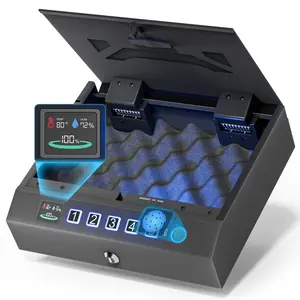 2026 MUTAK LCD Pistol Safe – Quick Access Pistol Safe with Temperature & Humidity Display, Silent Auto-Open, 4 Unlock Modes, Large Capacity for 2 Pistols