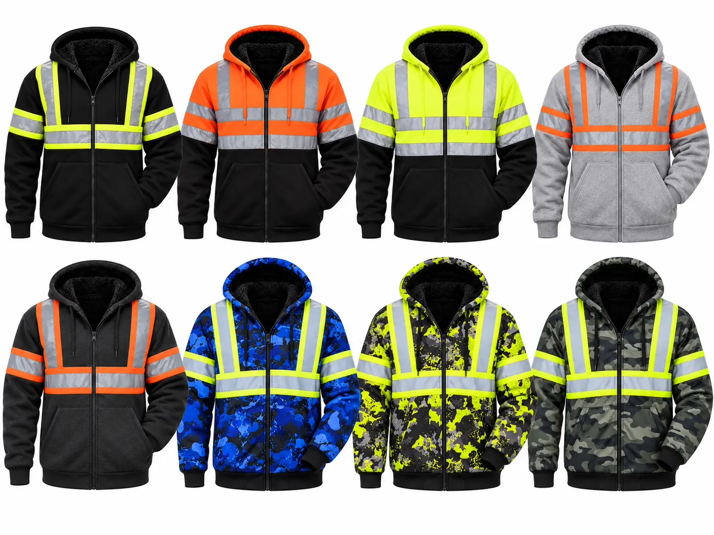 Men's Winter Heavyweight Fleece Blend Insulated Fur-Lined Hood Jacket with Reflective Tape - Long Sleeve, Fitted Cut, Crew Neck, Stylish Menswear Hoodies for Men's Clothing, Guys Gifts, Warm Comfortable Outdoor Casual Clothes