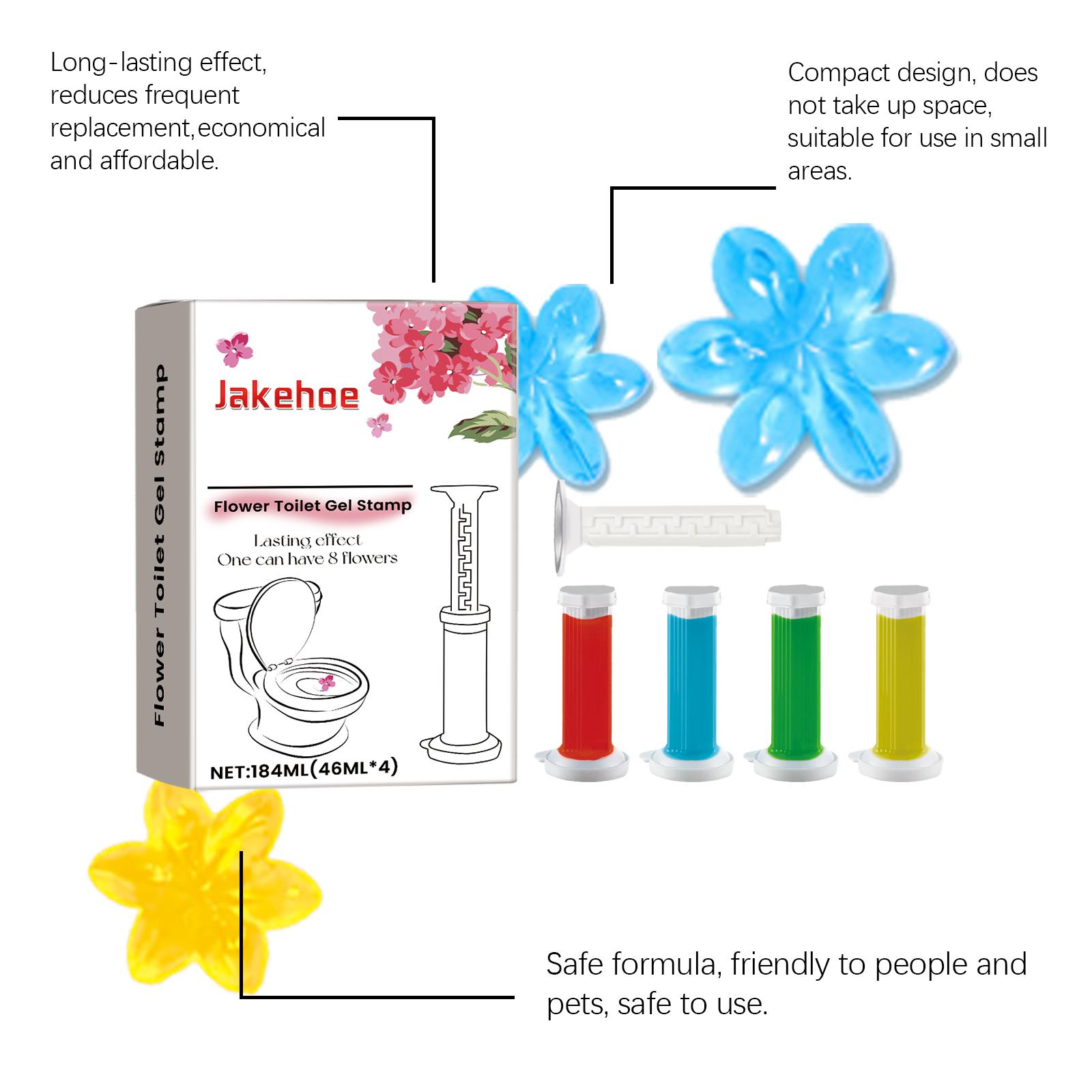 Toilet Gel Stamp 46ml 4 Pack Family Refill Gentle Safe Odor Control Mild Freshening Home Bathroom Kitchen Office Surfaces Different Color Flower Shape Choice