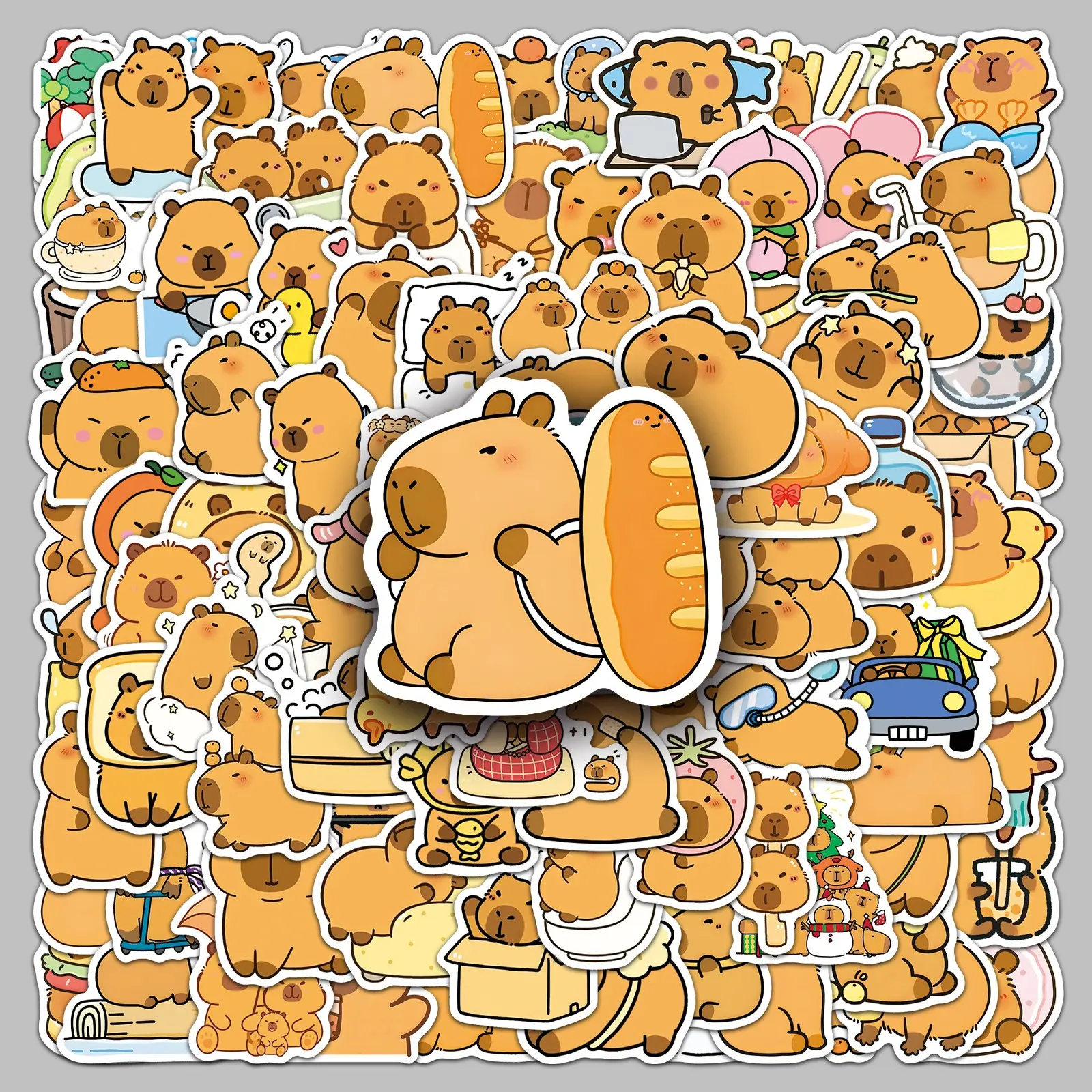 100sheets Capybara Capybara cartoon cute animal sticker album storage box Desktop creative stickers Sticker Packs Sticker Set