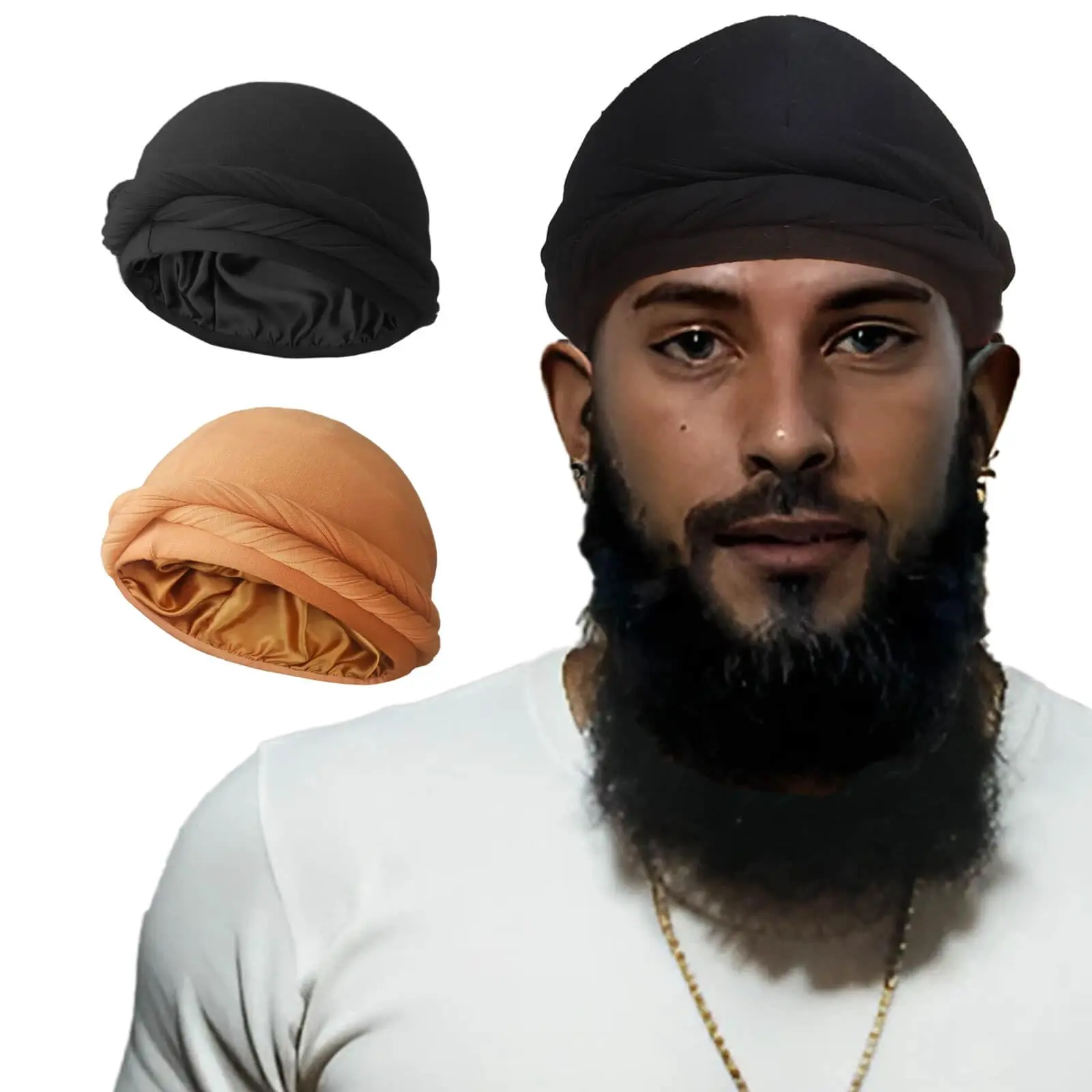 Women's Adjustable Silk Satin Lined Halo Turban Head Wrap Skull Cap - 1pack/2pack Premium Headwear with Flexible Band, Head Scarf Turbans, Bandana, Church Wear for Fashion Enthusiasts