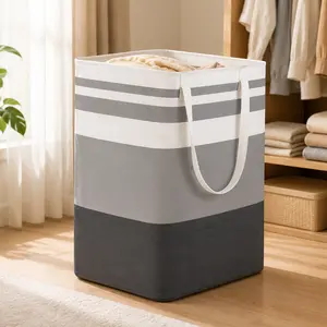 Large Foldable Laundry Basket with Convenient Handles — Ideal for Laundry, Bedrooms, Dorm Rooms, Towels, Toys, and Laundry Rooms.   linens Freestanding, Waterproof Hamper with Reinforced Handles — Perfect for Home Use and Storing Clothing, Towels,