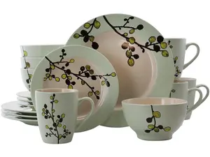 Elama Retro Bloom 16 Piece Luxurious Stoneware Dinnerware with Complete Setting for 4