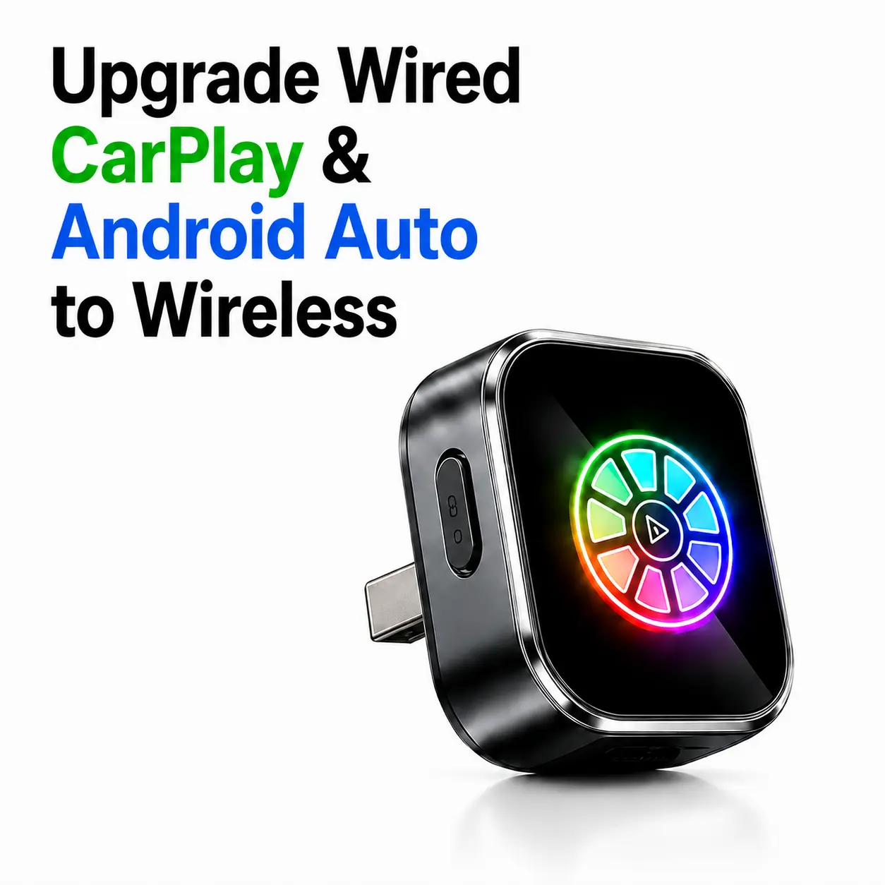 Upgrade to   in Seconds – 1-Touch Dual Phone Switch, Smart Button, USB-A/USB-C & RGB Light Adapter  carplay wireless carplay adapter