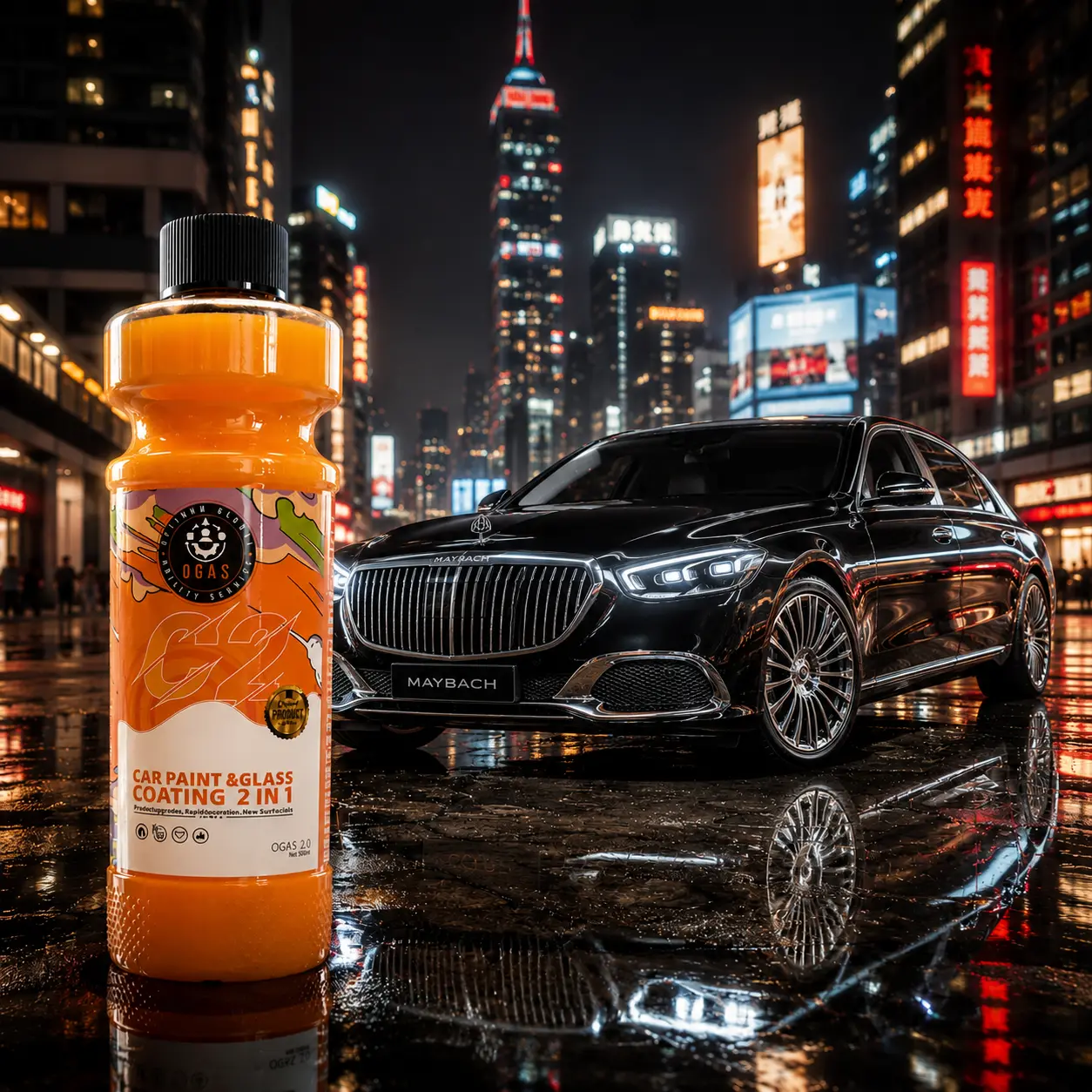 Ogas 2-in-1 Nano Coating Spray for Cars, Trucks, Pickups, Sedans & Glass | Quick Ceramic Wax & Polish | High Shine Auto Paint Finish & Ultimate Water Beading (500ml)