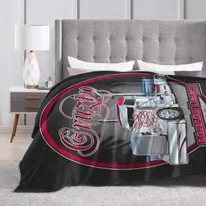 Peterbilt truck logo and semi-trailer pattern flannel blanket - suitable for all seasons, warm and comfortable, perfect as a gift for truck drivers and truck enthusiasts, soft flannel bedspread. crochet micro warm nap blanket