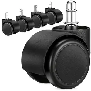 2 Inch Heavy Duty Office Chair Casters Wheels, 5pcs Mute Rubber Replacement Wheels, Universal Standard Stem Fits 99% Chairs, Smooth Quiet Rotating for All Floors