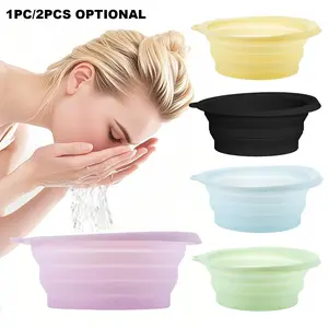 1pc/2pcs portable facial ice bowl, foldable silicone beauty basin, for soothing Calming facial cold water baths, lightweight travel skincare tool, reusable Self Care Tools