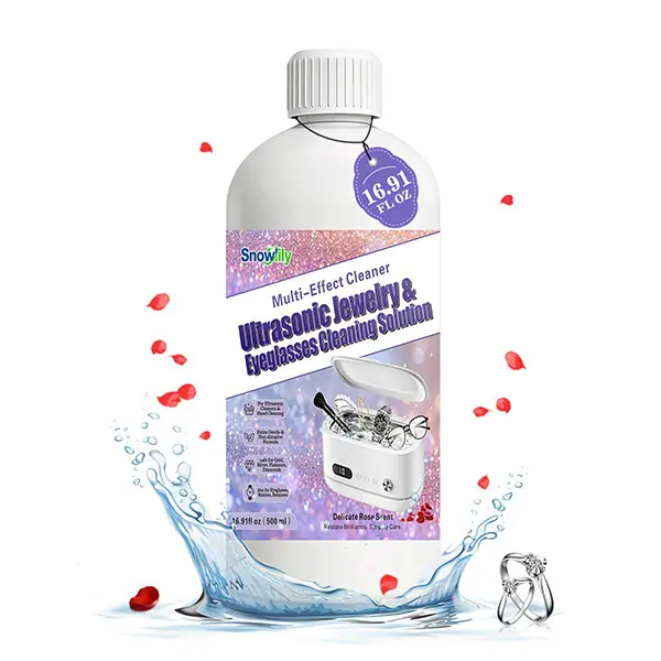 Snowlily Ultrasonic Jewelry Cleaner Concentrate - 16.9fl oz Professional Gentle Rose-Scented Liquid, Concentrated All-Purpose Multi-Purpose Cleaner for Eyeglasses, Jewelry, Concentrated All-Purpose Cleaners, Multi-Purpose All-Purpose Cleaners