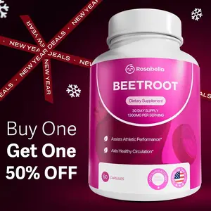 Rosabella Organic Beet Root Capsules - 1300mg Beet Root Powder Aids Healthy Circulation & Vitality, Non-GMO, Beet Root Supplement - 60 Capsules, 30-Day Supply