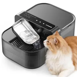 Oneisall Filterless Cat Water Fountain | 3.5L Automatic Stainless Steel Pet Dispenser with Separated Clean & Waste Tank, 2000mAh Battery (64-113 Days Runtime), Cordless, Detachable Easy-to-Clean Bowl, Scheduled Water Change (Up to 6x Daily)