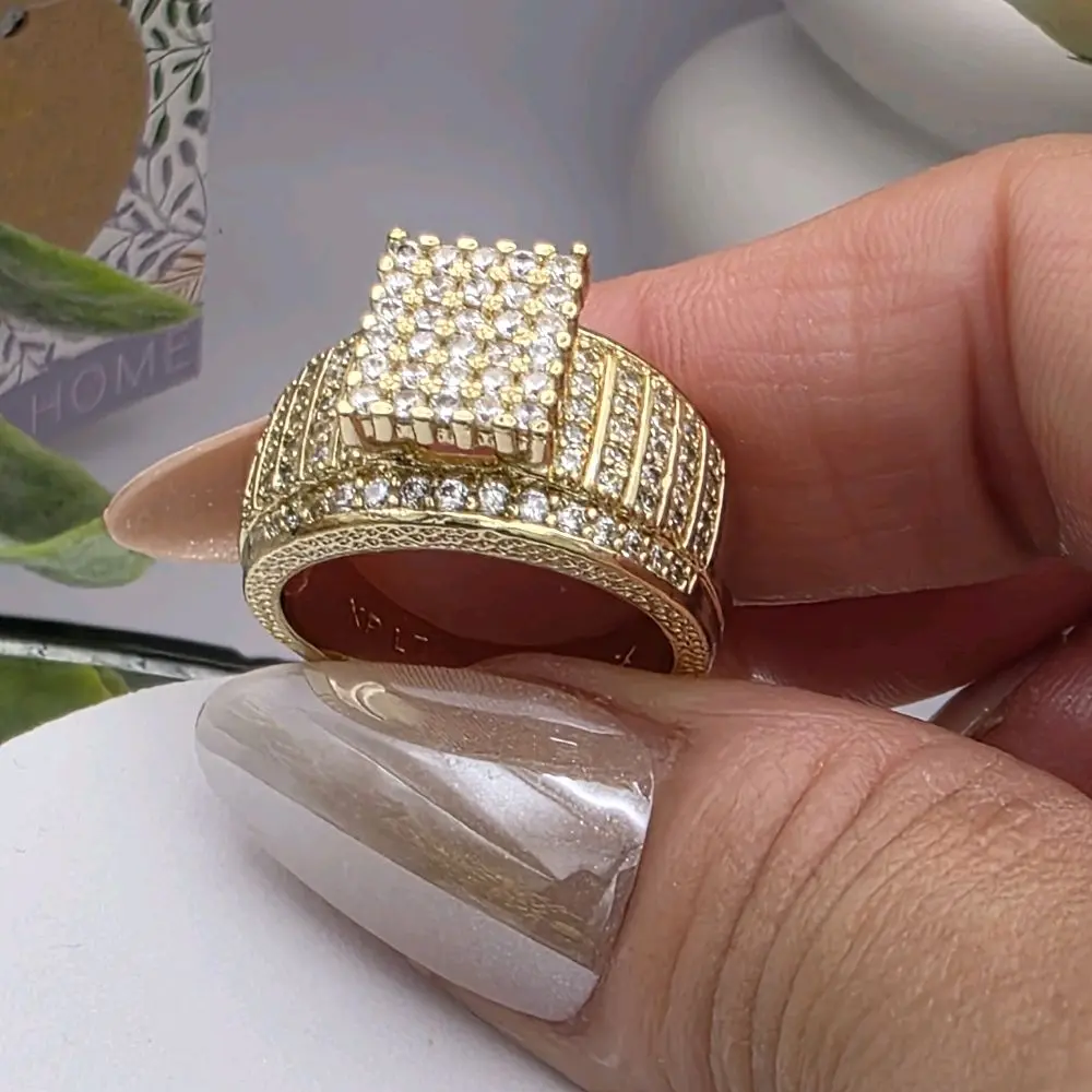 # 0298 14k Gold Plated High-Quality Diamond-Accented Waterproof Rings ( NO  real gold )