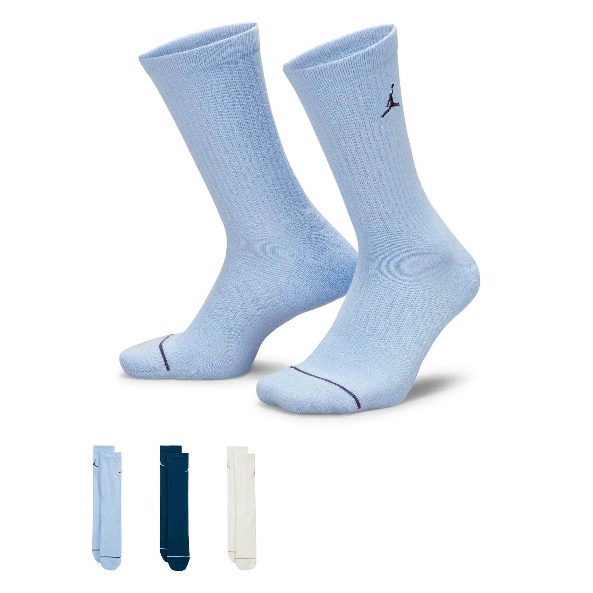LACOSTE x Air Jordan Everyday Crew Sports Socks - Light Blue, Assorted Color Sports Socks, Breathable Quick Dry, Cushion Sole, Moisture Wicking, NBA-Inspired, Comfortable Fit, Breathable Quick Dry Sports Socks