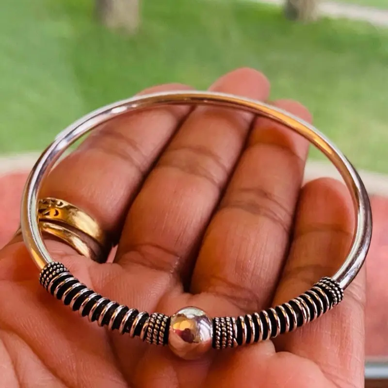 Sterling silver bracelet- Tribal Ball Ends Cuff