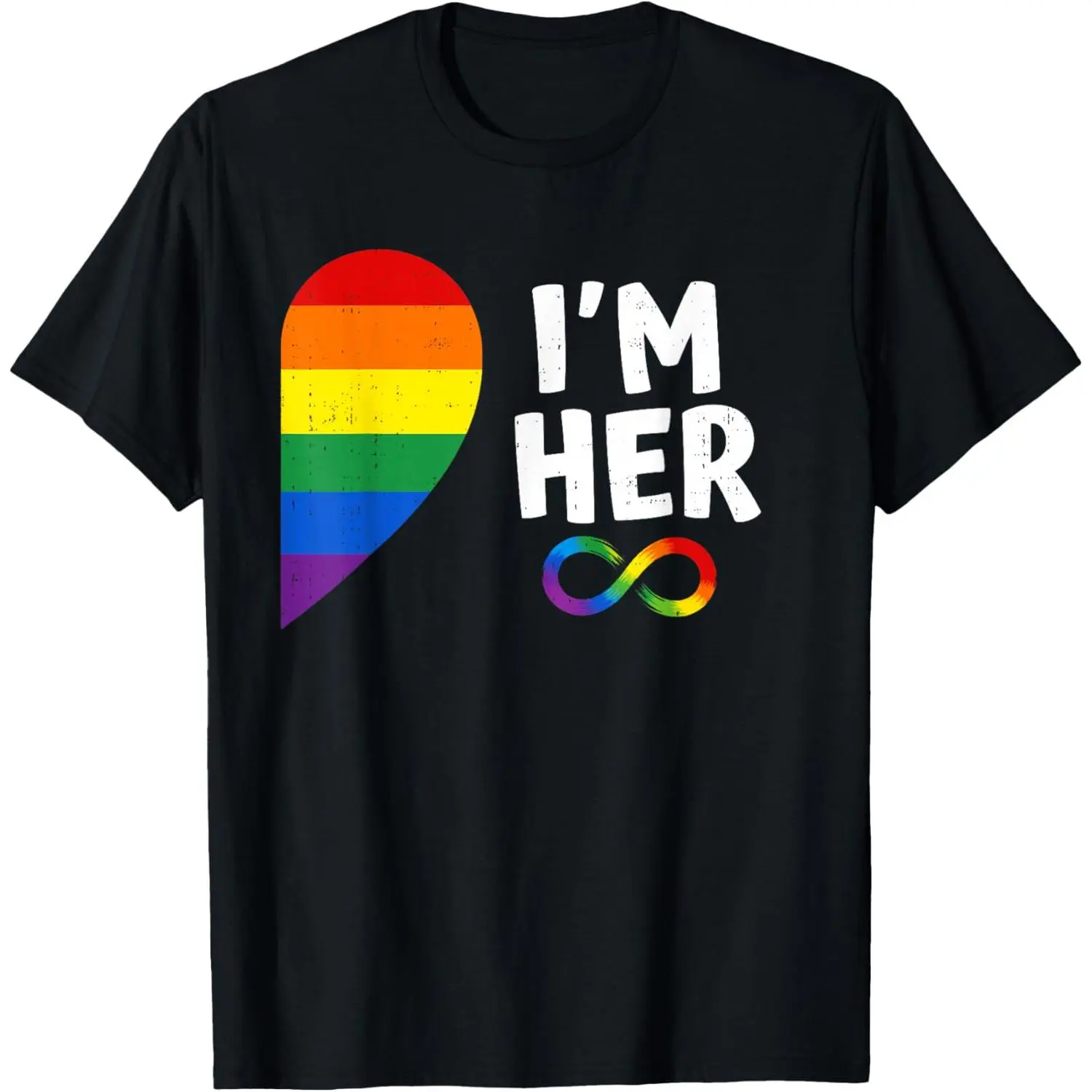 Women's LGBTQ Pride Lesbian Matching Couples Graphic T-Shirt, Short-Sleeve Streetwear for Everyday Casual Wear, Shortsleeve, Lady