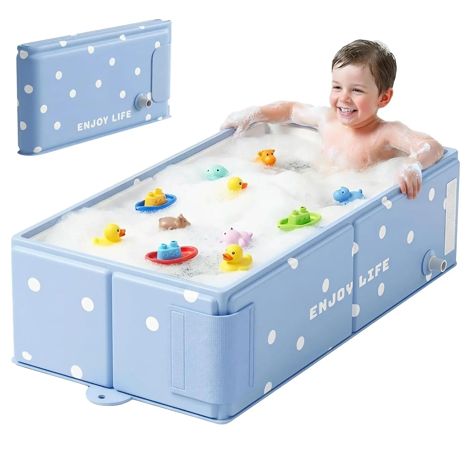 Baby Bathtub for 6M-5Y Toddler, Baby Shower Gifts & Registry Search for Boys Girls, Collapsible & Portable Bathtub for Beach Vacation Travel, Bath Essentials for Toddler, Newborn, Kids