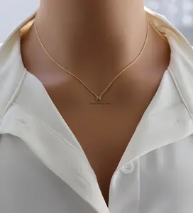 18K Gold Plated Dainty Mini Rhinestone Initial "N" Pendant Necklace – Sparkly Personalized Jewelry for Everyday Wear