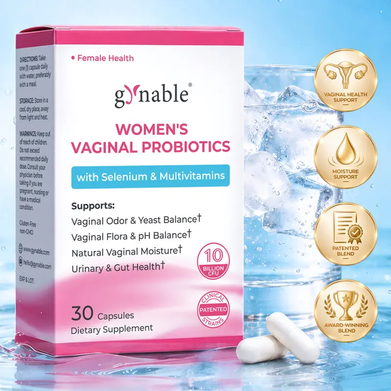 Gynable Women's Probiotics for HPV,BV,UTIs,Yeast,pH Balance,Odor,Bloating,Dryness,Tightening,Urinary,Gut Health,15-in-1 Patented SynBalance Femme Probiotic Blend,Prebiotics,Vitamin C,D,E,Folate,Selenium,10 Billion CFU Supplement #TikTokShopBlackFriday