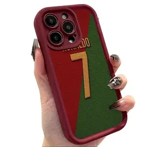 Stylish Portugal Soccer Jersey Number 7 Pattern Phone Case for iPhone 17 16 15 14 Pro Max 13 12 11 XR XS Plus Air Slim Protective Anti Drop TPU Cover Cool Soccer Star Fan Aesthetic Phone Accessory