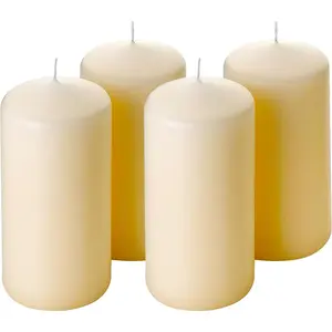 Unscented Pillar Candles - Set of 4  Candles - 3x6 Slow Burng Candles for Weddgs & Table Centerpieces - Large Pillar Candles, PARNOO
