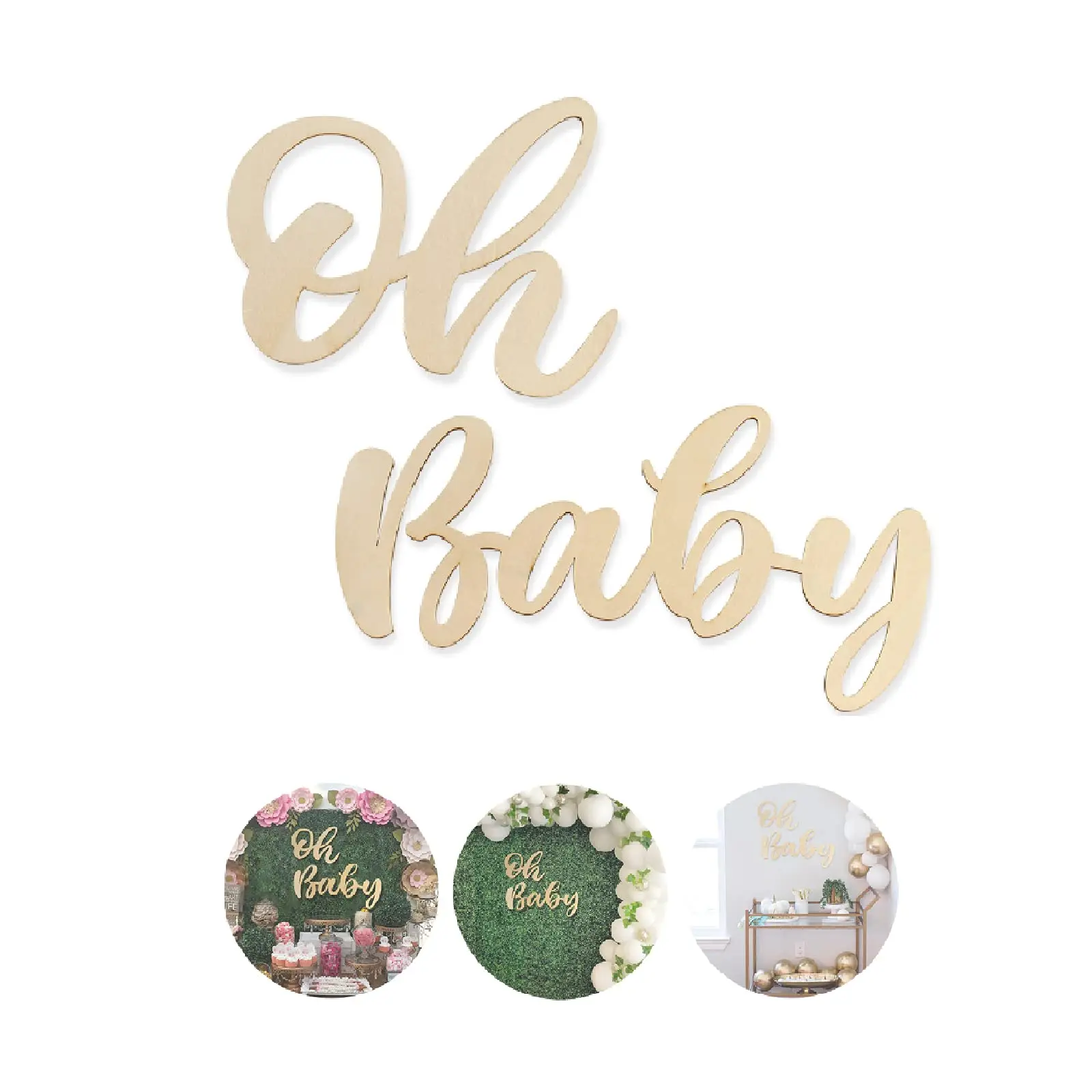 1Set, Oh Baby Wooden Decoration Wall Sticker, Wedding Party Decoraion, Baby Shower Birthday Party Decor, Boy Girl Gender Reveal Party Wall Sign Supplies, Gender Reveal Party Decoration Welcome Baby Birthday Party Supplies Wall Sticker