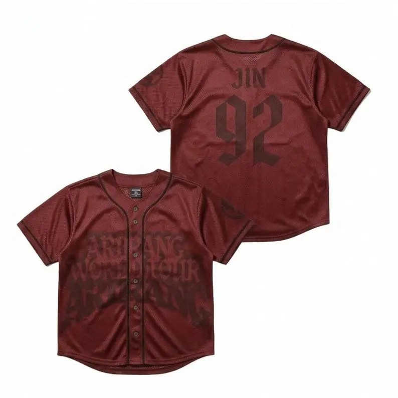 ARIRANG World Tour Baseball Jersey, KPop Fan Shirt, ARMY Concert Apparel, Mesh Sports Jersey, Streetwear Outfit, Music Lover Gift for Fans