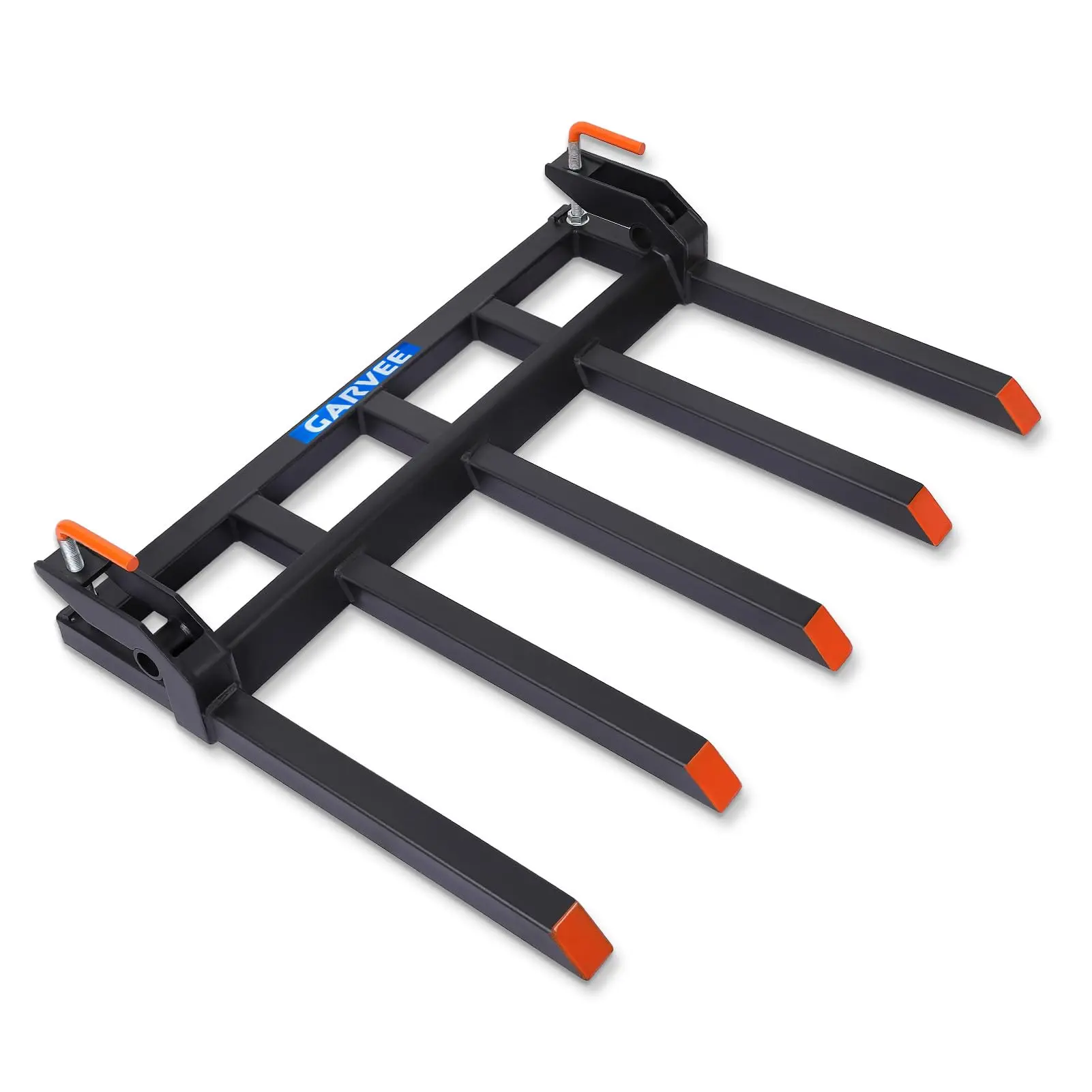 Garvee Heavy Duty 48" Clamp-On Pallet & Debris Forks for Tractor Bucket - 5 Tine Reinforced Attachment - 2500lbs Capacity - Fits Skid Steer Loaders - Ideal for Farming & Landscaping Tasks