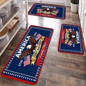 JIT 1/2/3 pcs fringed wool Memorial Day and Independence Day bald eagle carved decorative carpet, Kitchen carpet, fringed wool washable bedside carpet, suitable for kitchens, bedrooms, Washable Rugs