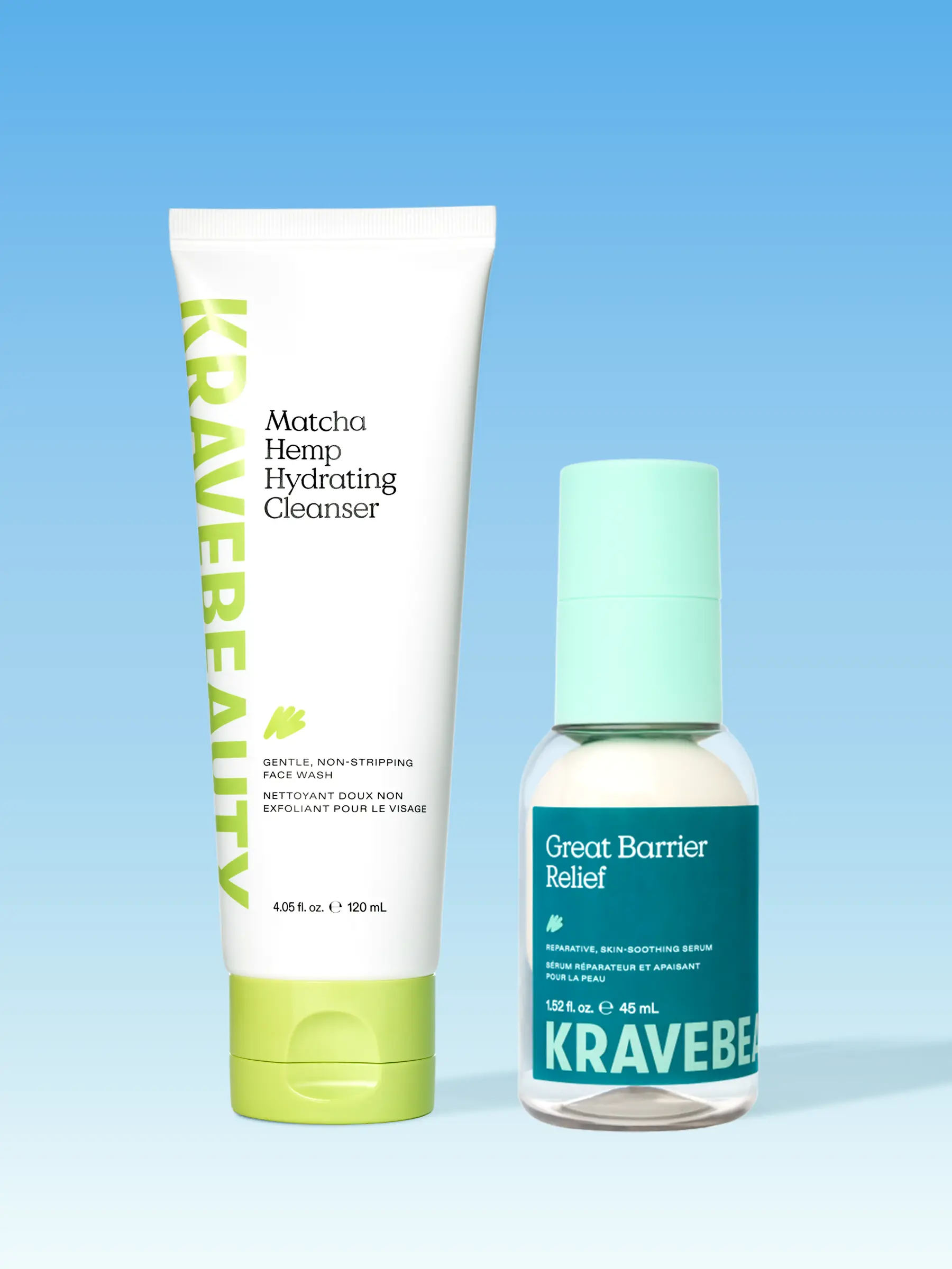 KraveBeauty Barrier Builder Duo to Cleanse & Soothe Skin with Gentle, Non-stripping Cleanser and Barrier Repair Serum