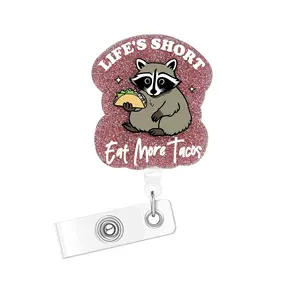 Acrylic Bling Retractable Badge Reel, 3 Counts/set Belt Clip Retractable Name Badge Holder for Nurse Doctor Student Worker Volunteer